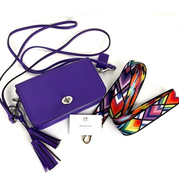 Coach Bags Coach Penny Legacy 9914 Violet Purple Leather Crossbody Bag Poshmark